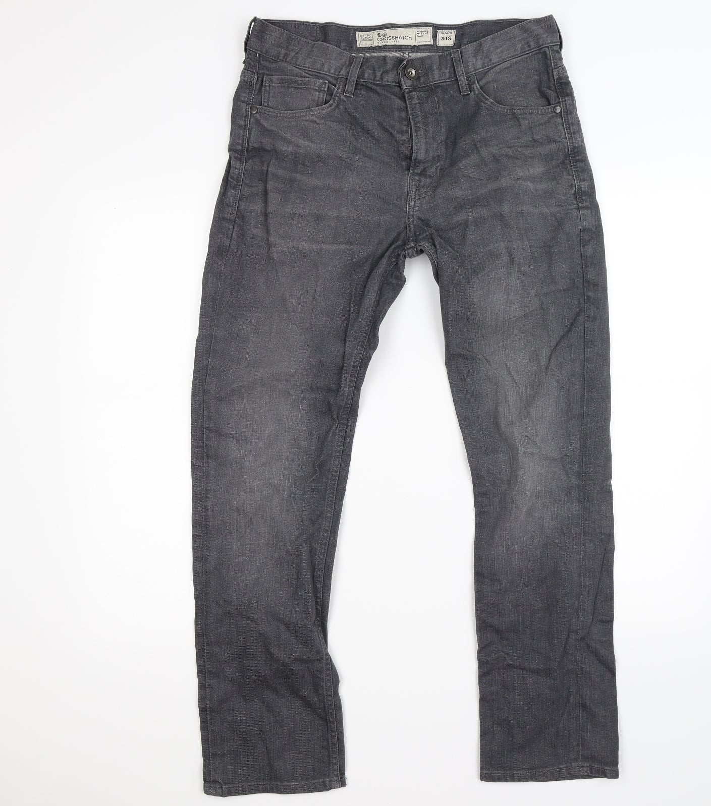 Crosshatch Mens Grey  Denim Straight Jeans Size 34 L30 in