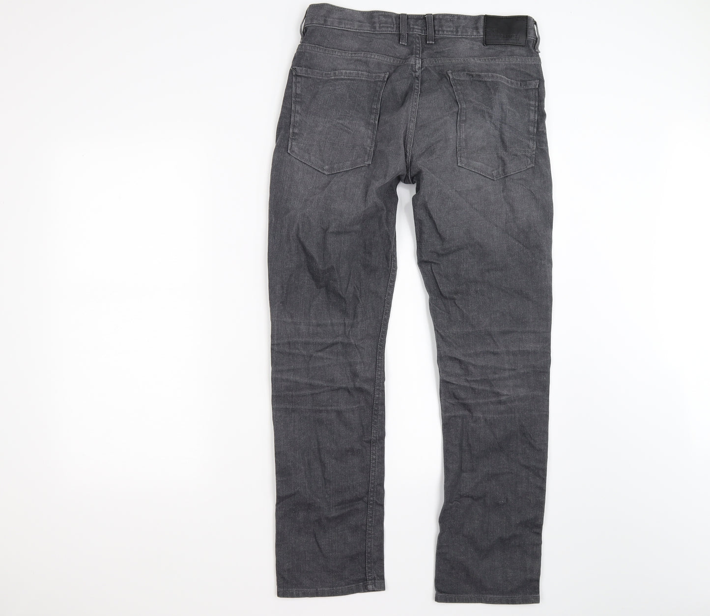 Crosshatch Mens Grey  Denim Straight Jeans Size 34 L30 in
