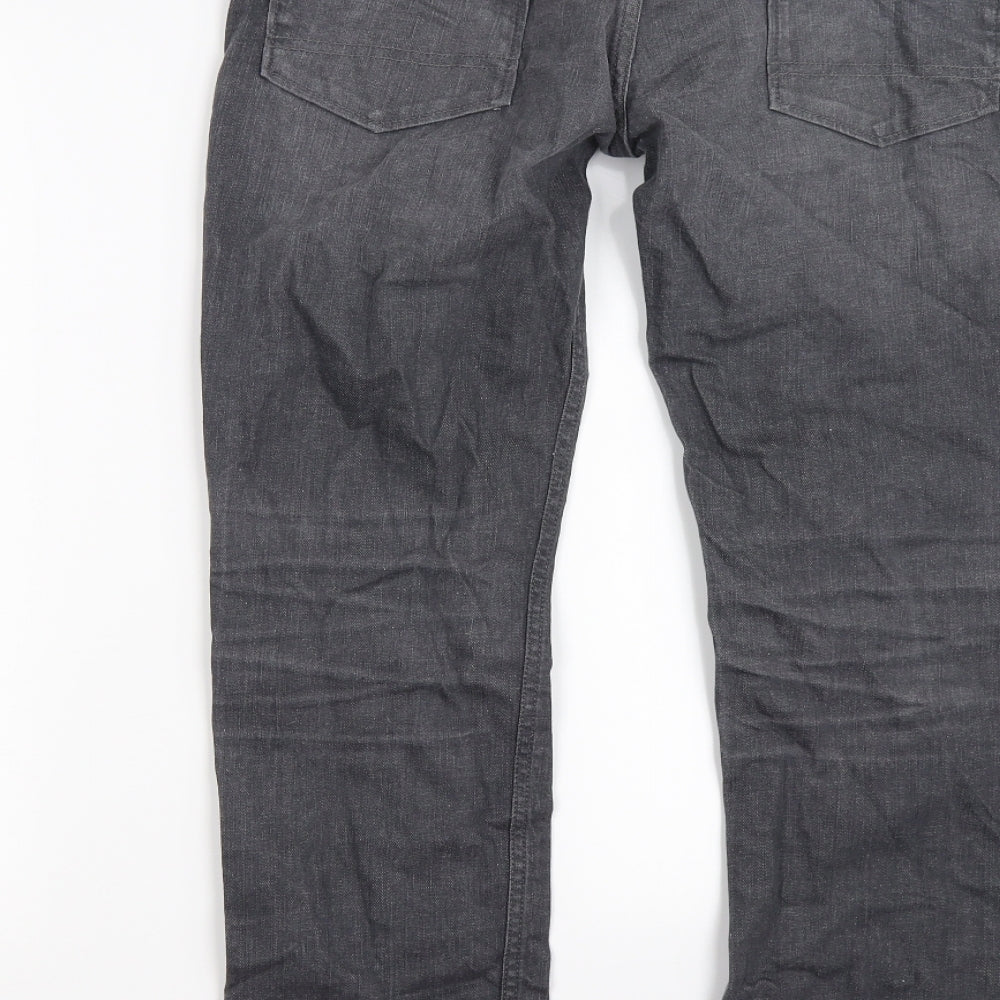Crosshatch Mens Grey  Denim Straight Jeans Size 34 L30 in