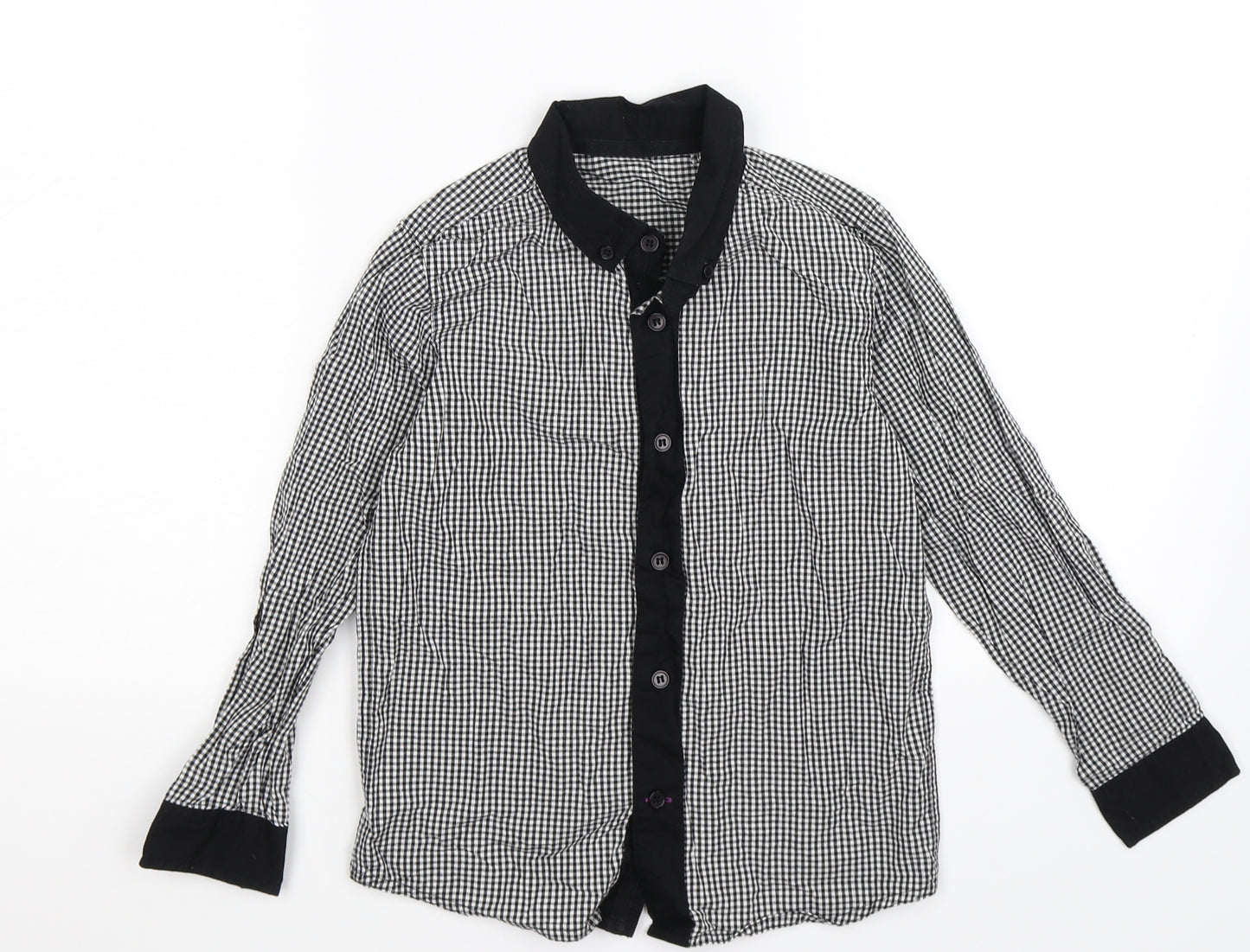 M&Co Boys Black Check  Basic Button-Up Size 6-7 Years