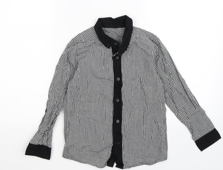 M&Co Boys Black Check  Basic Button-Up Size 6-7 Years