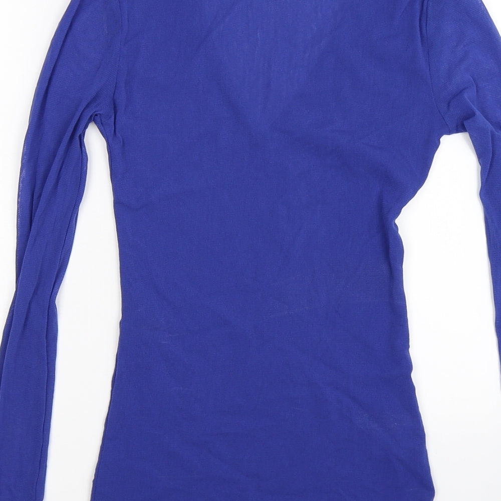 mISS & tREND Womens Blue  Mesh Basic T-Shirt Size XS