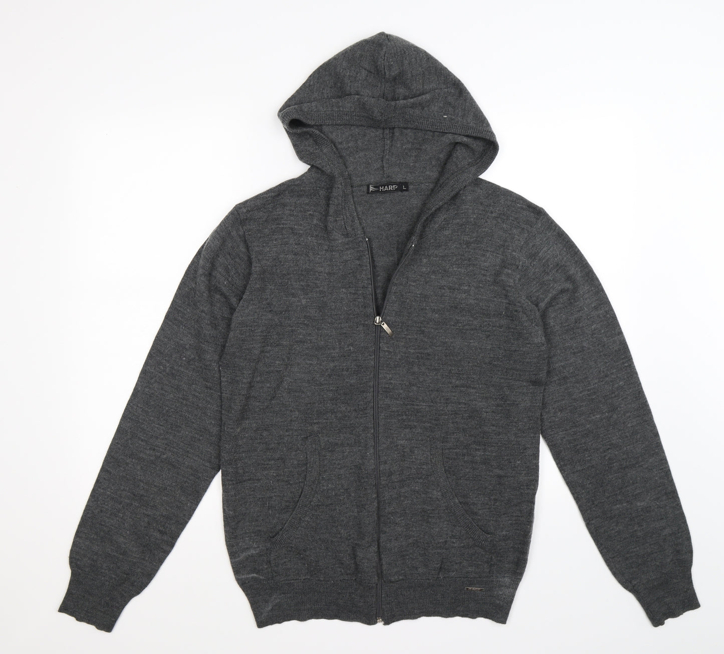 HARP Mens Grey  Knit Cardigan Jumper Size L