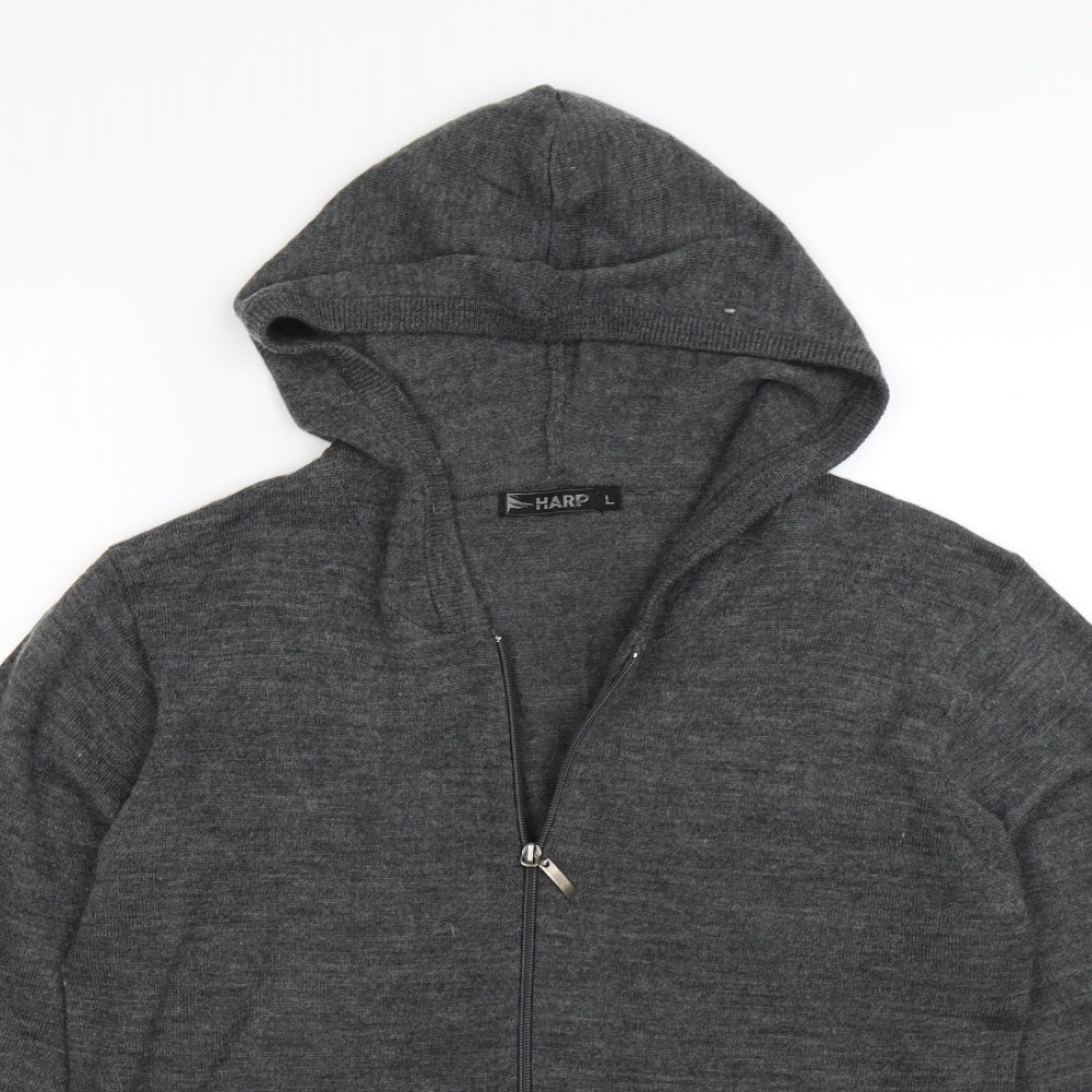 HARP Mens Grey  Knit Cardigan Jumper Size L