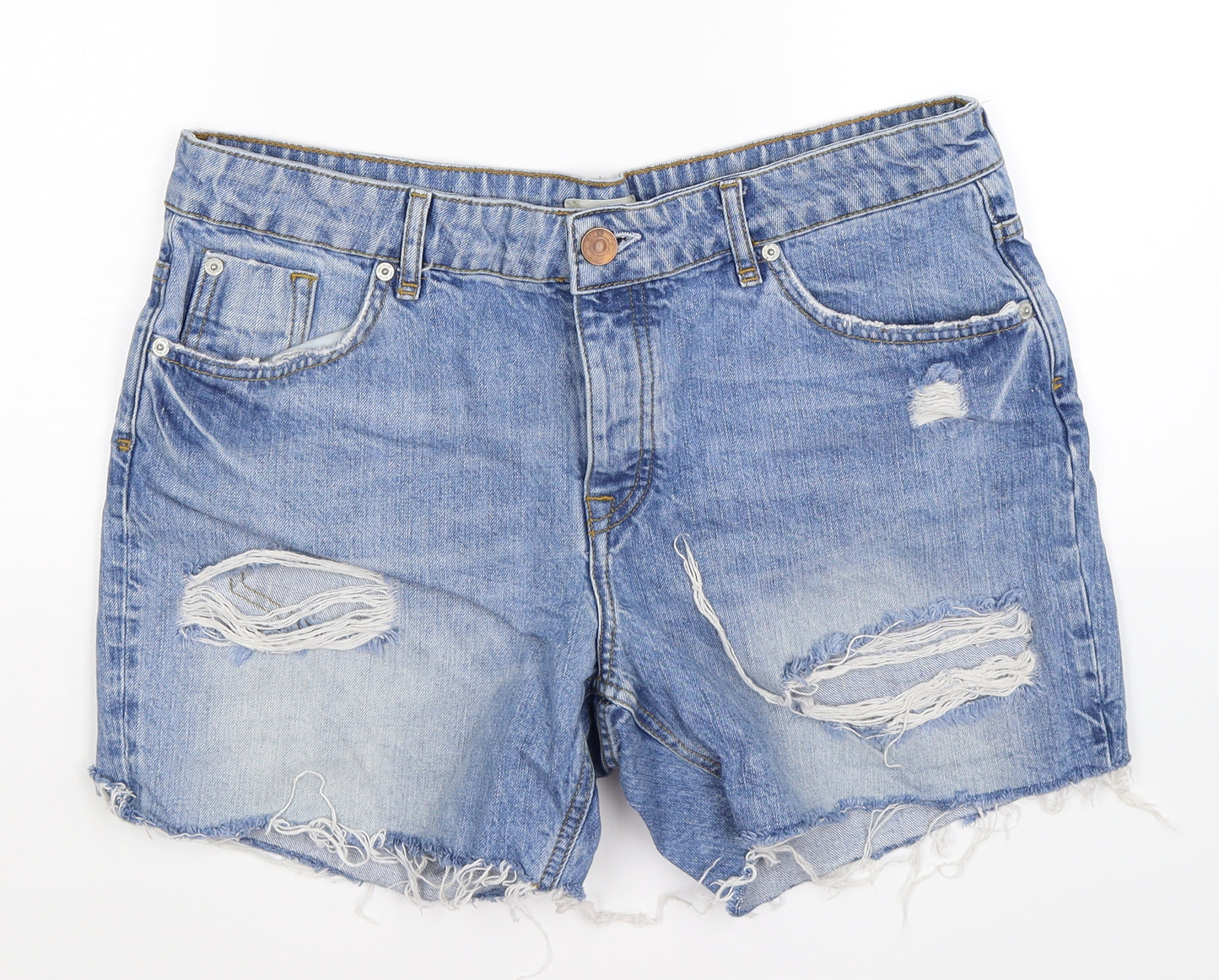 River Island Womens Blue  Denim Cut-Off Shorts Size 14