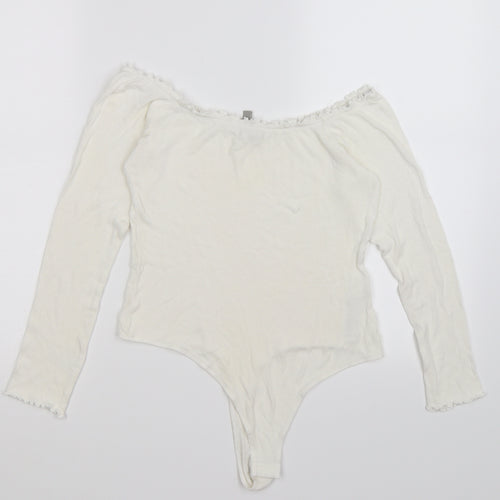 ASOS Womens White  Knit Bodysuit One-Piece Size 10