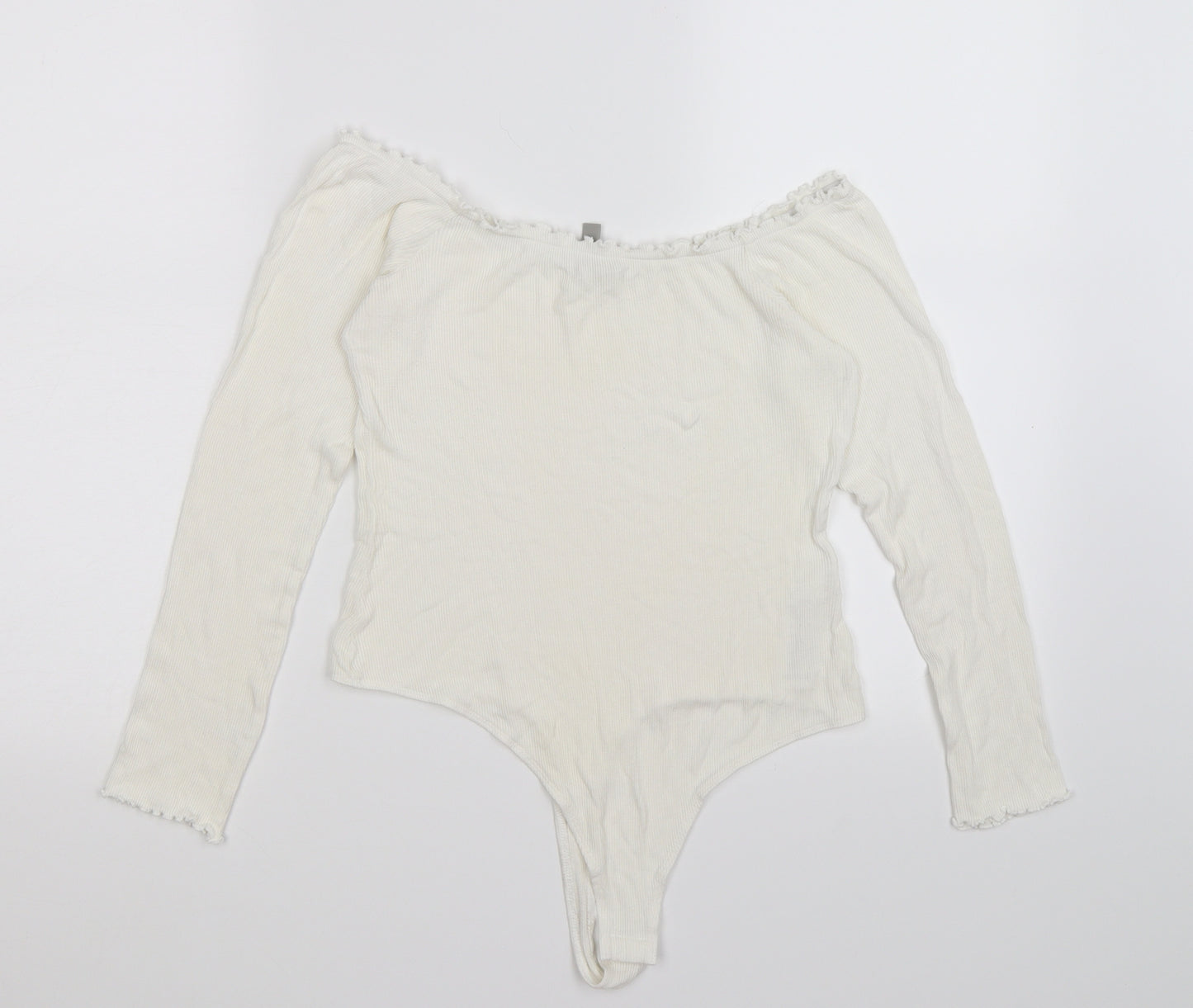 ASOS Womens White  Knit Bodysuit One-Piece Size 10