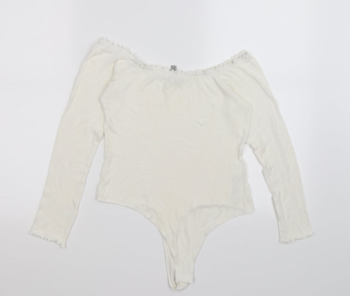 ASOS Womens White  Knit Bodysuit One-Piece Size 10