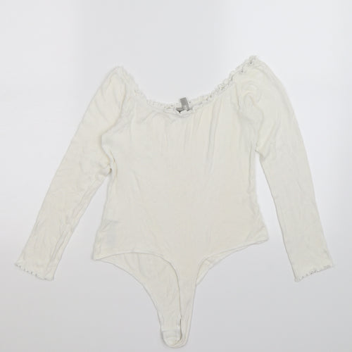 ASOS Womens White  Knit Bodysuit One-Piece Size 10