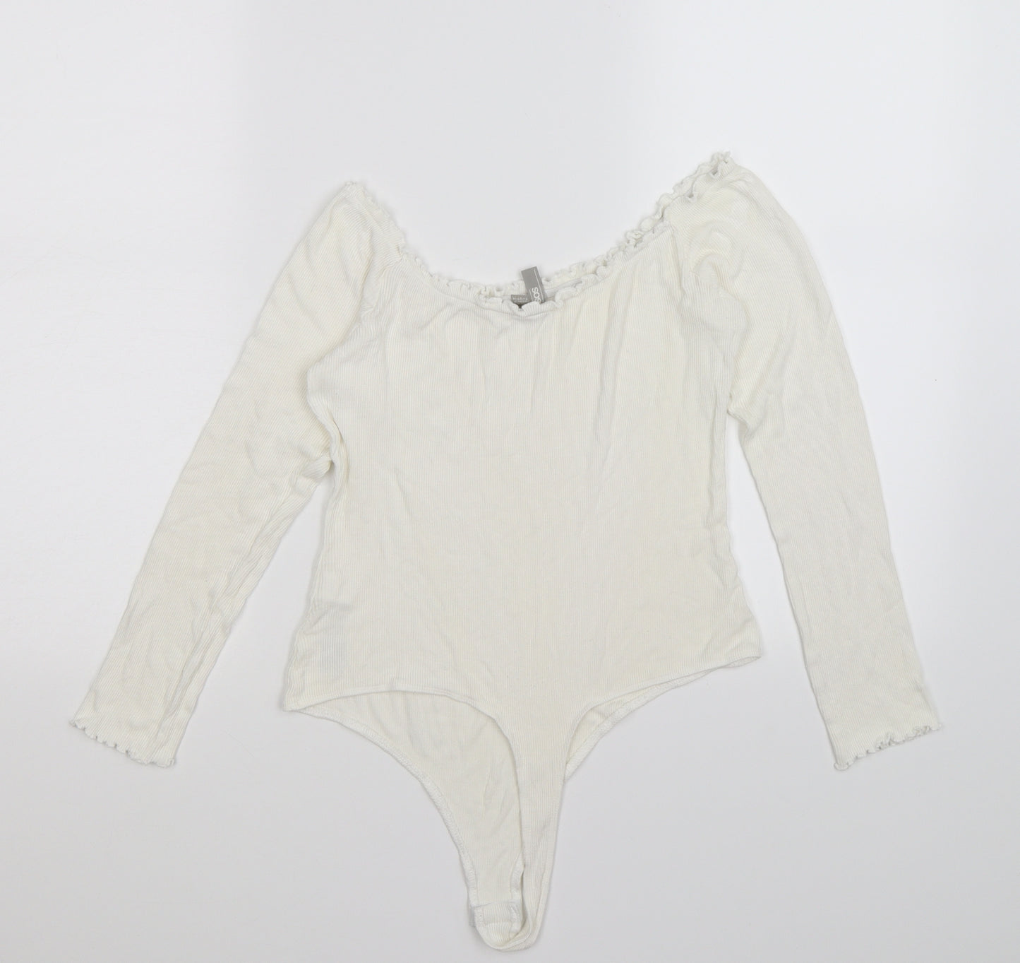 ASOS Womens White  Knit Bodysuit One-Piece Size 10