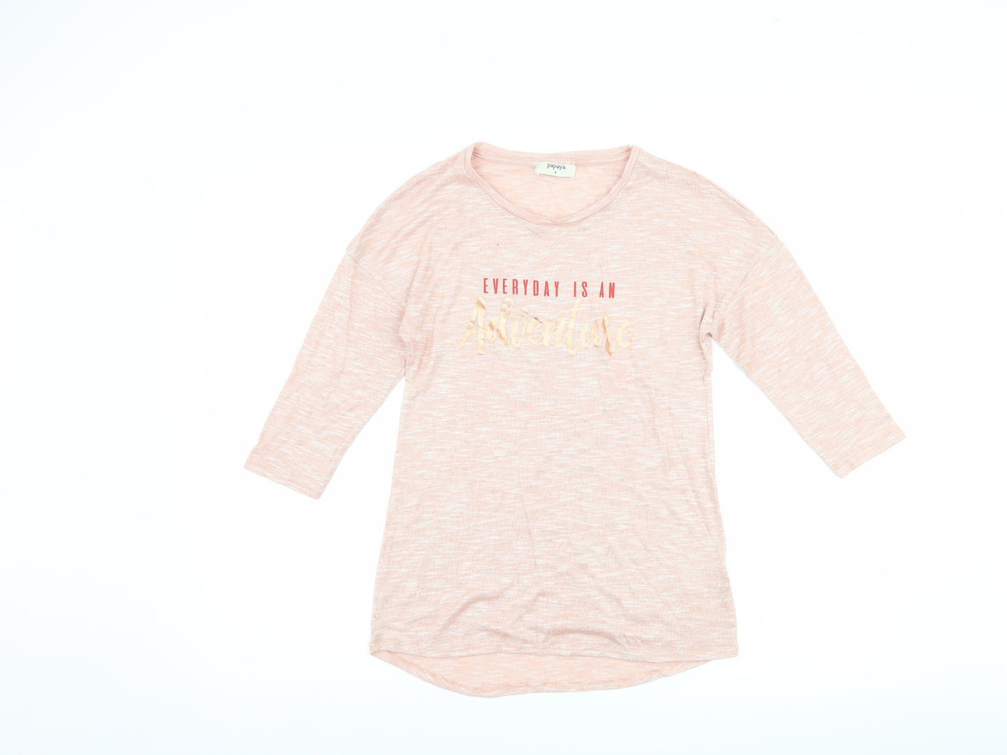 Papaya Womens Pink   Basic T-Shirt Size 8  - slogan