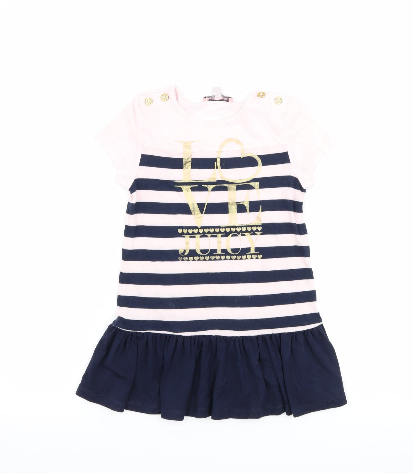 Juicy Couture Girls Pink Striped  T-Shirt Dress  Size 5 Years