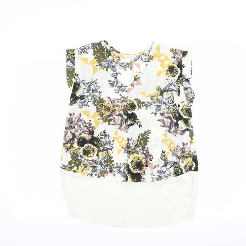 George Womens Beige Floral  Basic T-Shirt Size 8