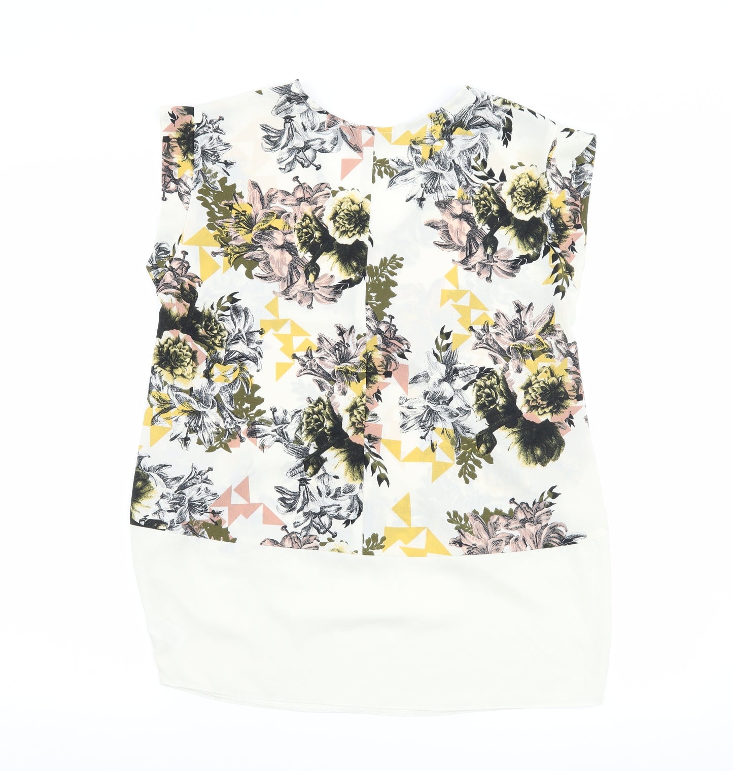 George Womens Beige Floral  Basic T-Shirt Size 8