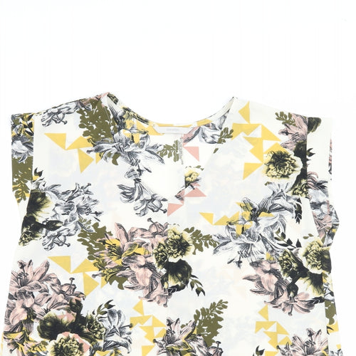 George Womens Beige Floral  Basic T-Shirt Size 8