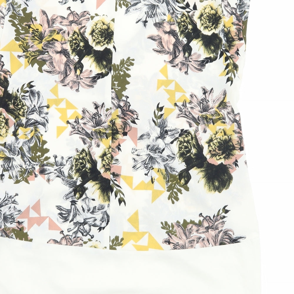 George Womens Beige Floral  Basic T-Shirt Size 8