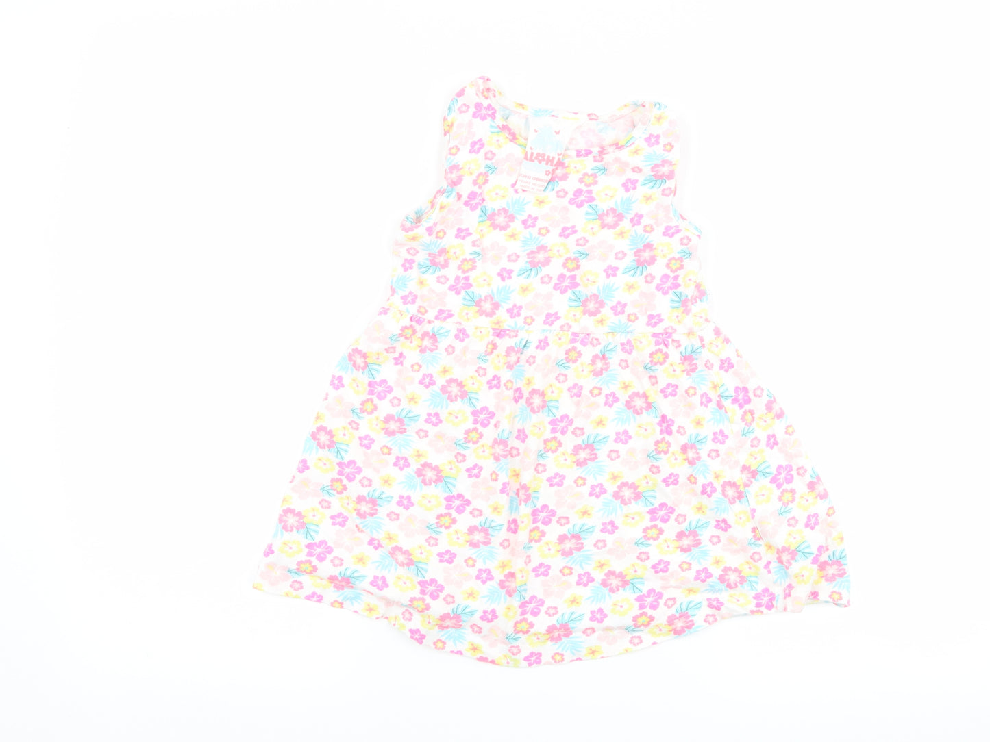 Young Dimension Girls White Floral  Tank Dress  Size 6-7 Years