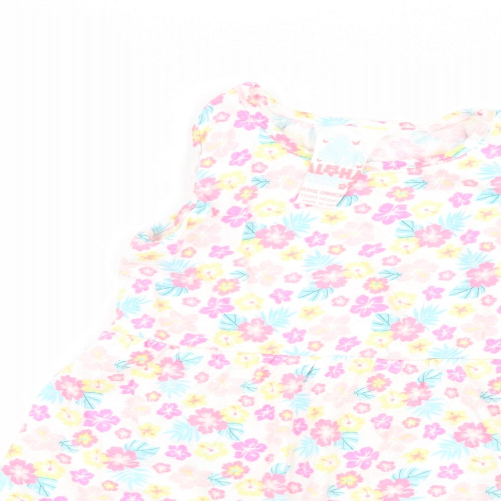 Young Dimension Girls White Floral  Tank Dress  Size 6-7 Years