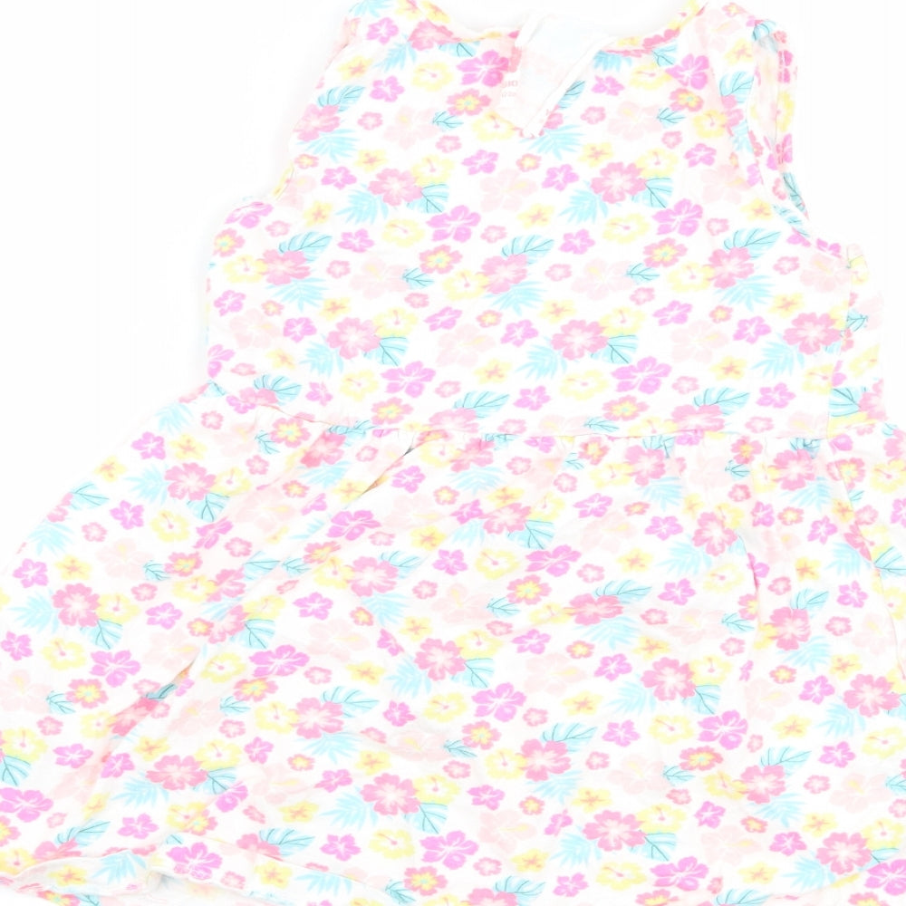Young Dimension Girls White Floral  Tank Dress  Size 6-7 Years