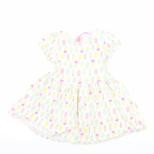 F&F Girls White   T-Shirt Dress  Size 4-5 Years  - lollypop print
