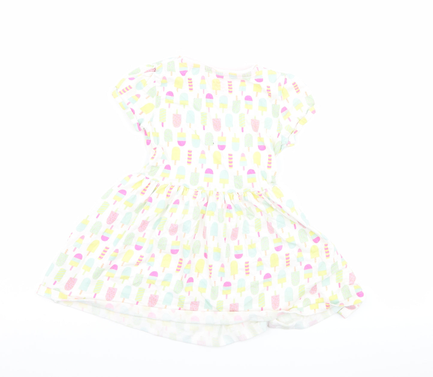 F&F Girls White   T-Shirt Dress  Size 4-5 Years  - lollypop print