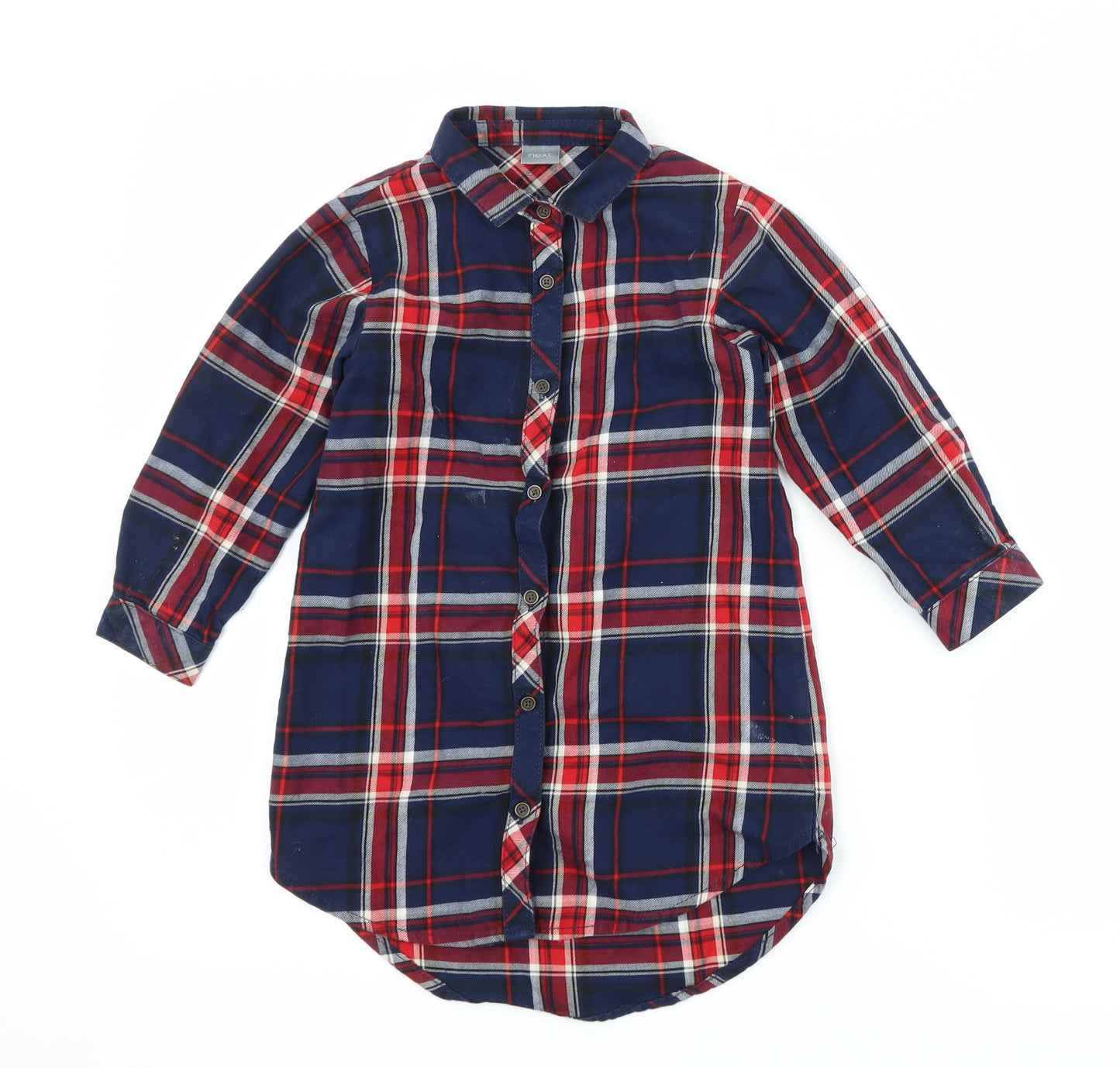 NEXT Girls Blue Check  Shirt Dress  Size 4 Years