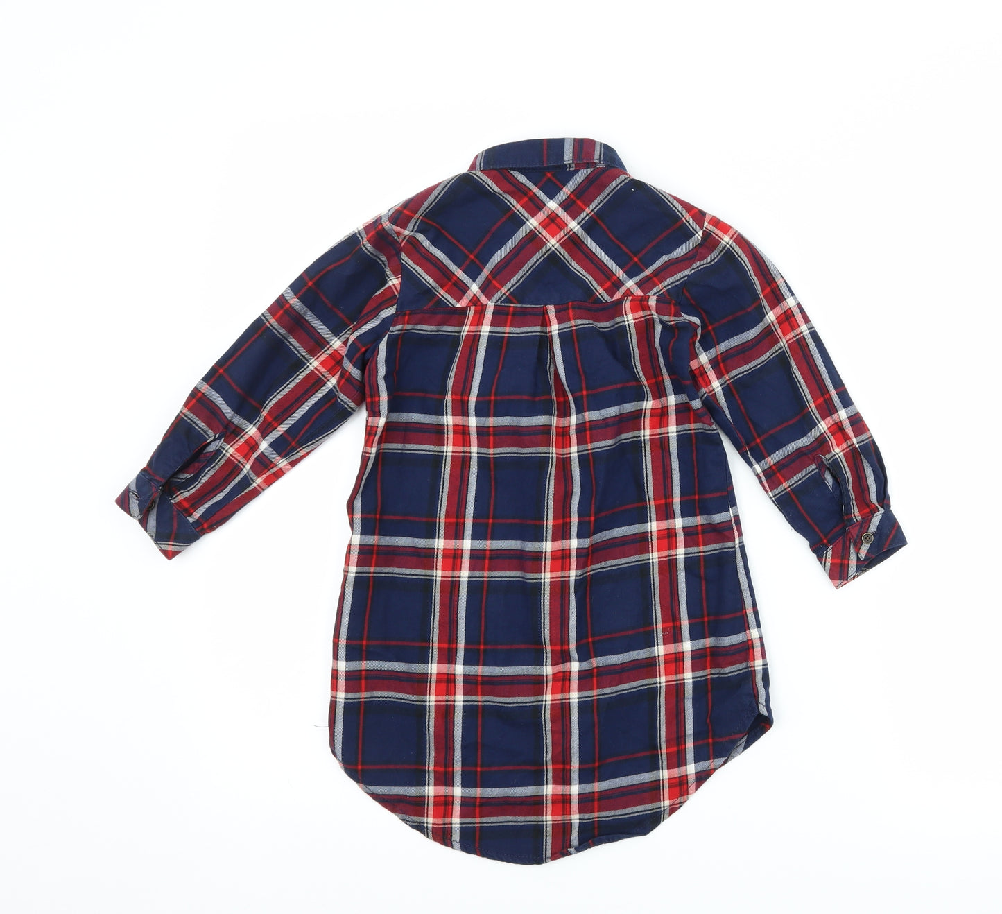 NEXT Girls Blue Check  Shirt Dress  Size 4 Years