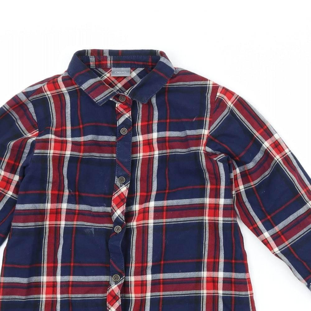 NEXT Girls Blue Check  Shirt Dress  Size 4 Years