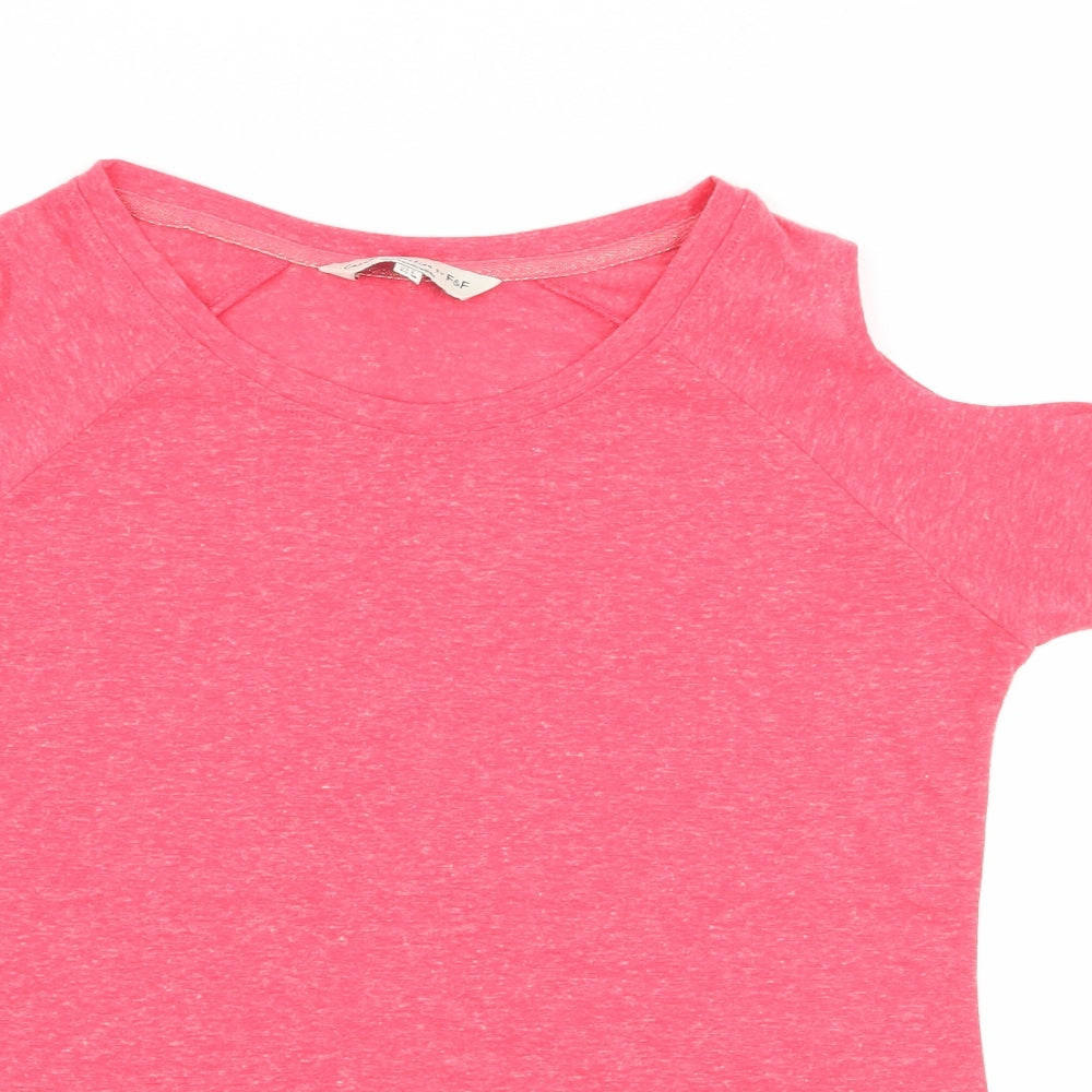 F&F Womens Pink   Basic T-Shirt Size 8  - Cut Out Shoulder