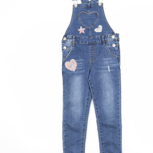 Denim co Girls Blue  Denim Dungaree One-Piece Size 5-6 Years