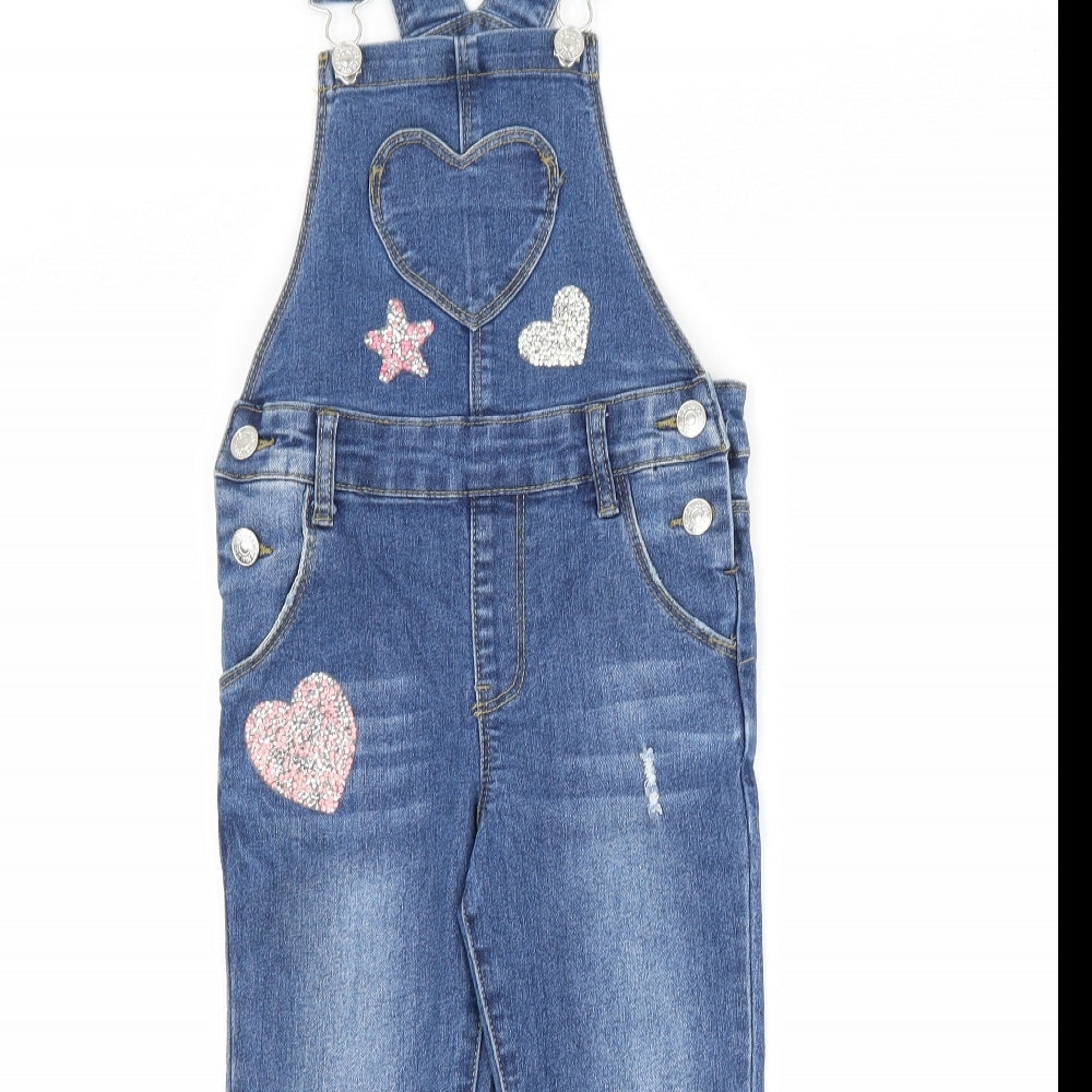 Denim co Girls Blue  Denim Dungaree One-Piece Size 5-6 Years