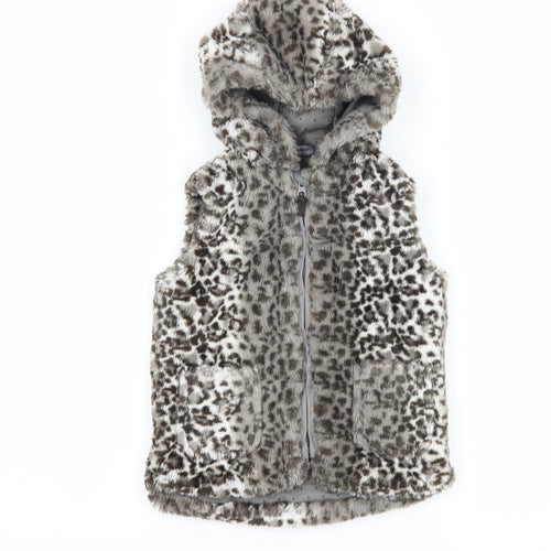 George Girls Grey Animal Print  Gilet Coat Size 2-3 Years