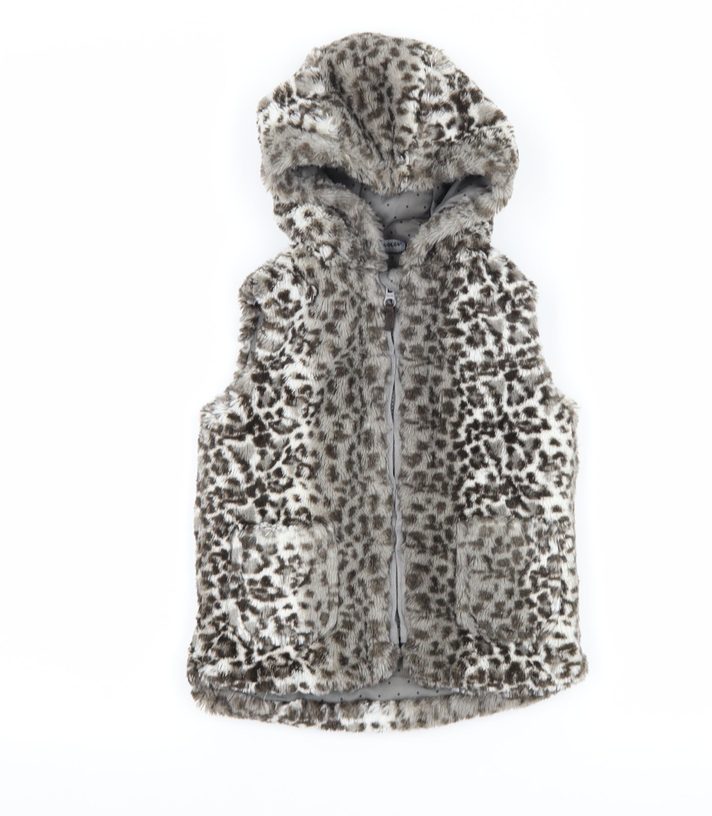 George Girls Grey Animal Print  Gilet Coat Size 2-3 Years