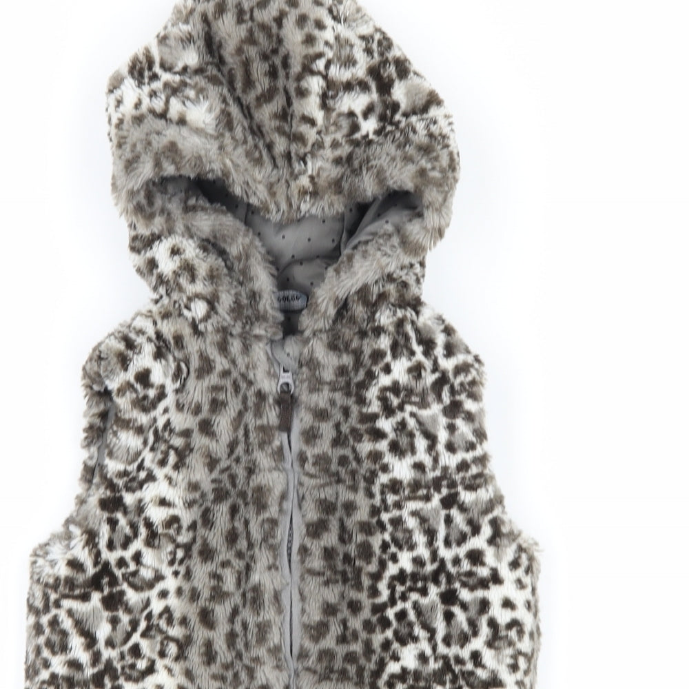 George Girls Grey Animal Print  Gilet Coat Size 2-3 Years