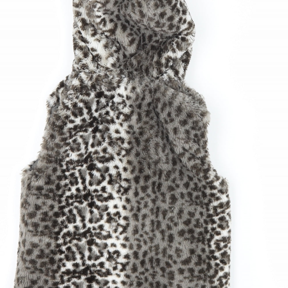 George Girls Grey Animal Print  Gilet Coat Size 2-3 Years