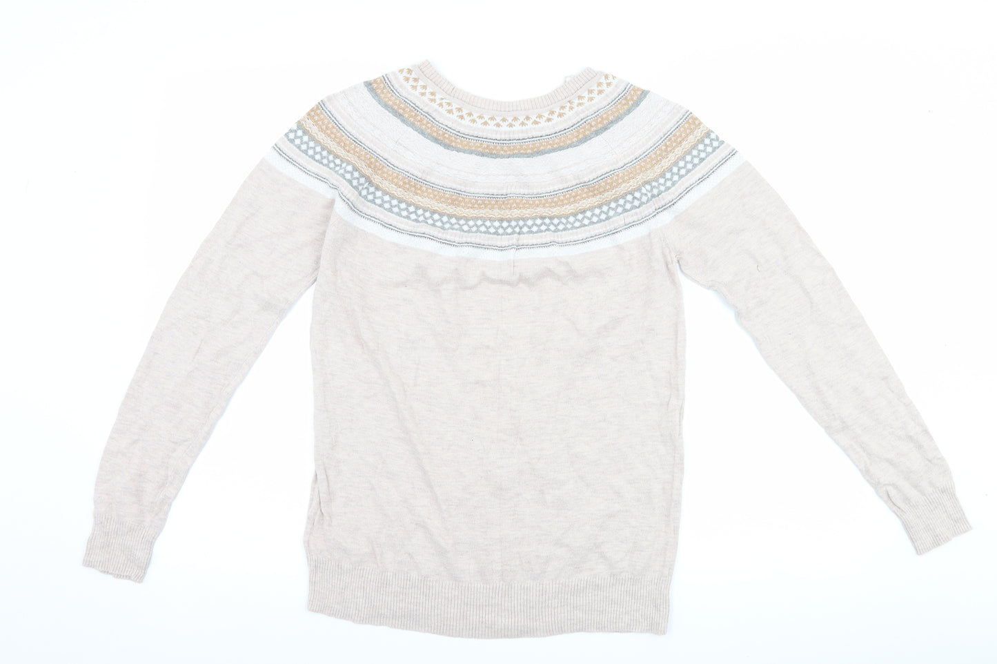 NEXT Womens Beige Geometric  Pullover Jumper Size 10