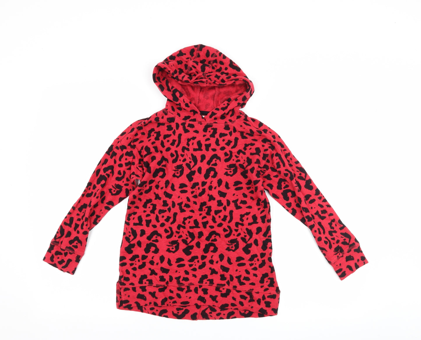 NEXT Girls Red Animal Print  Pullover Hoodie Size 7 Years