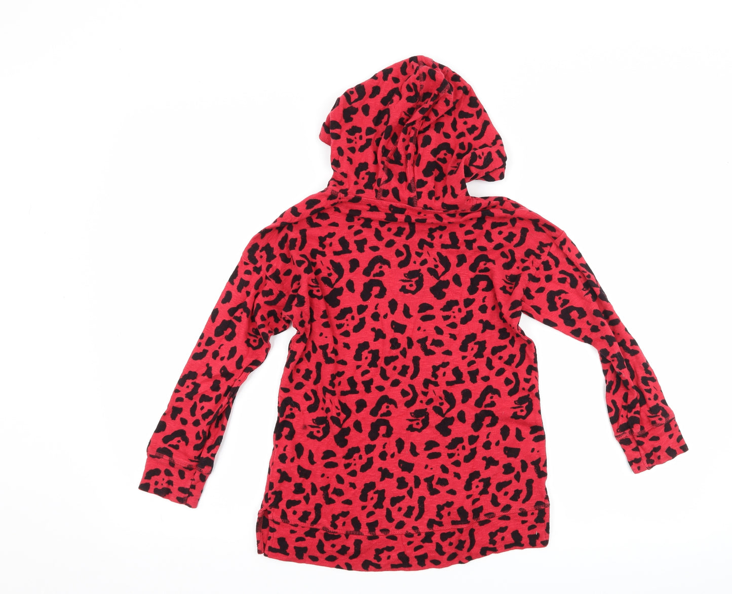 NEXT Girls Red Animal Print  Pullover Hoodie Size 7 Years
