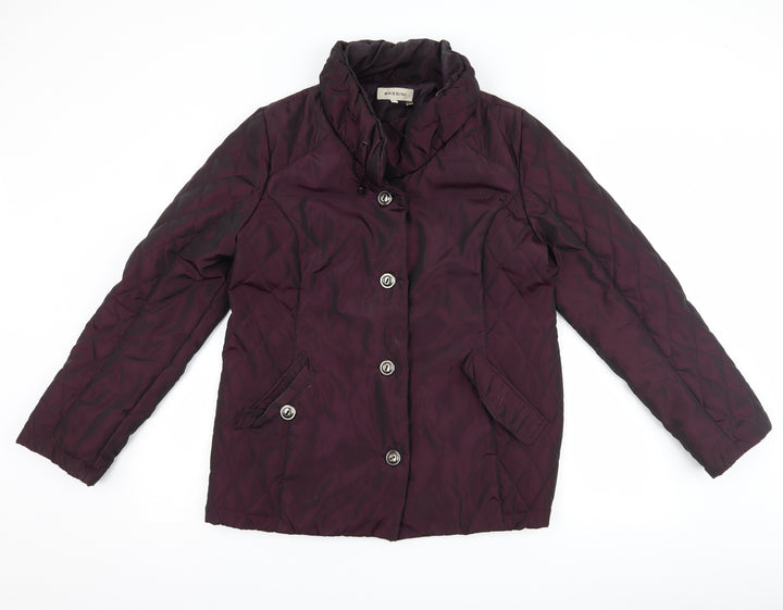 BASSINI Womens Purple Quilted Coat Size M