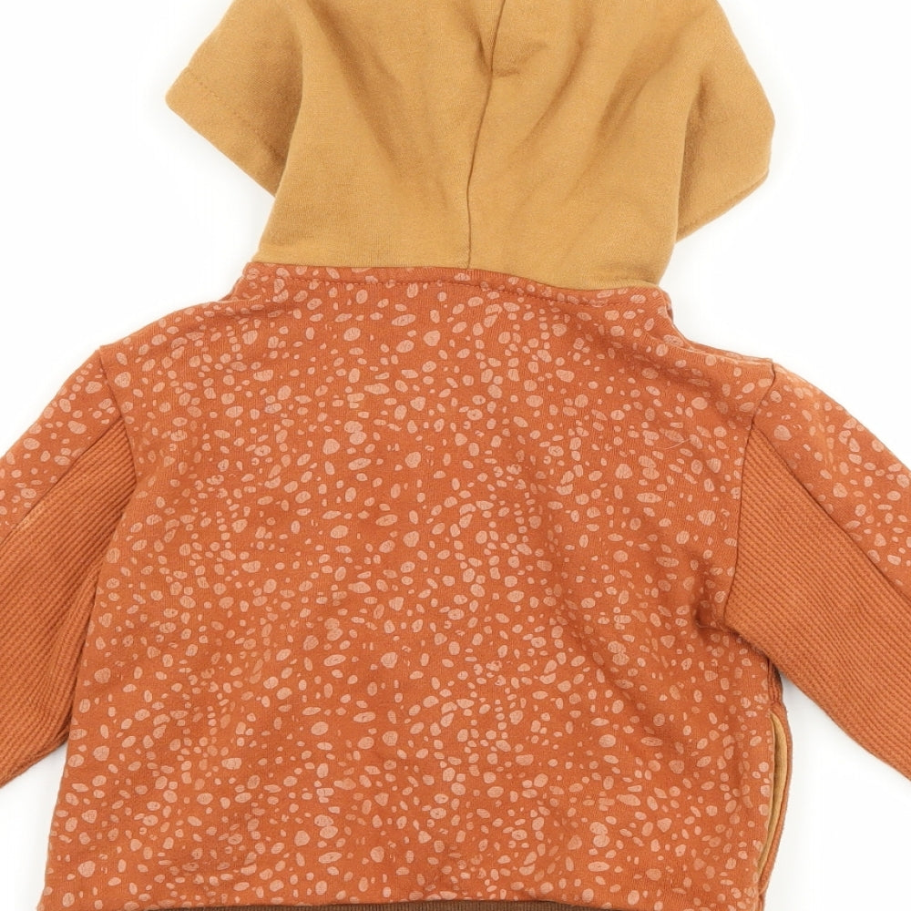 Disney Boys Brown Polka Dot  Full Zip Hoodie Size 2 Years  - DInosaur