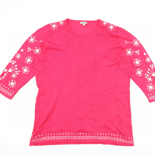 Text Womens Pink Floral  Basic T-Shirt Size L