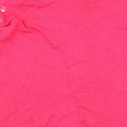 Text Womens Pink Floral  Basic T-Shirt Size L