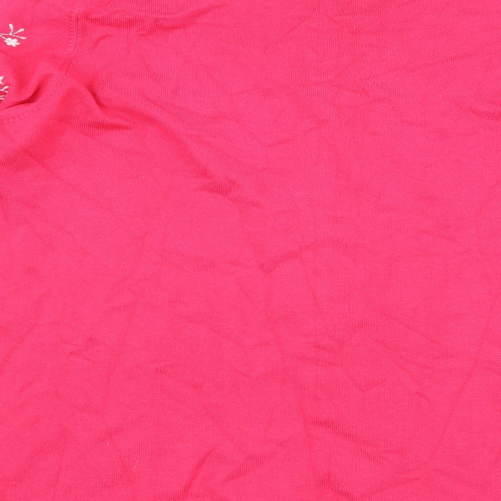 Text Womens Pink Floral  Basic T-Shirt Size L
