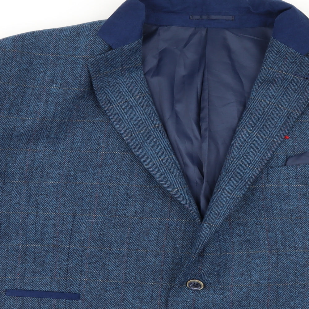 broadstone Mens Blue Herringbone  Jacket Suit Jacket Size 54