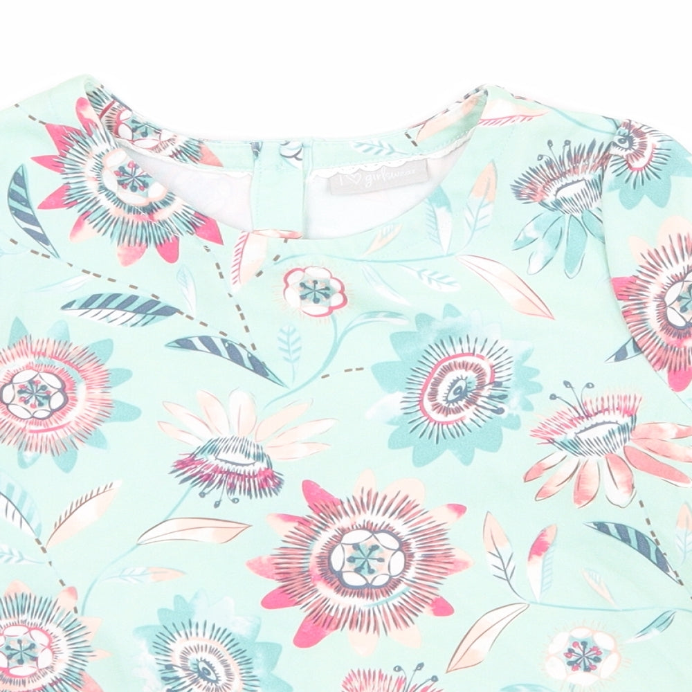 Matalan Girls Green Floral  Basic T-Shirt Size 9 Years