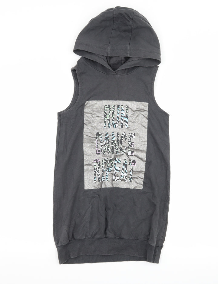 NEXT Girls Grey   Pullover Hoodie Size 10 Years  - slogan