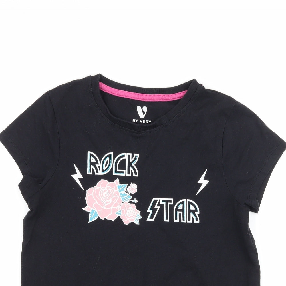 Very Girls Black   Basic T-Shirt Size 8-9 Years  - Rock Star