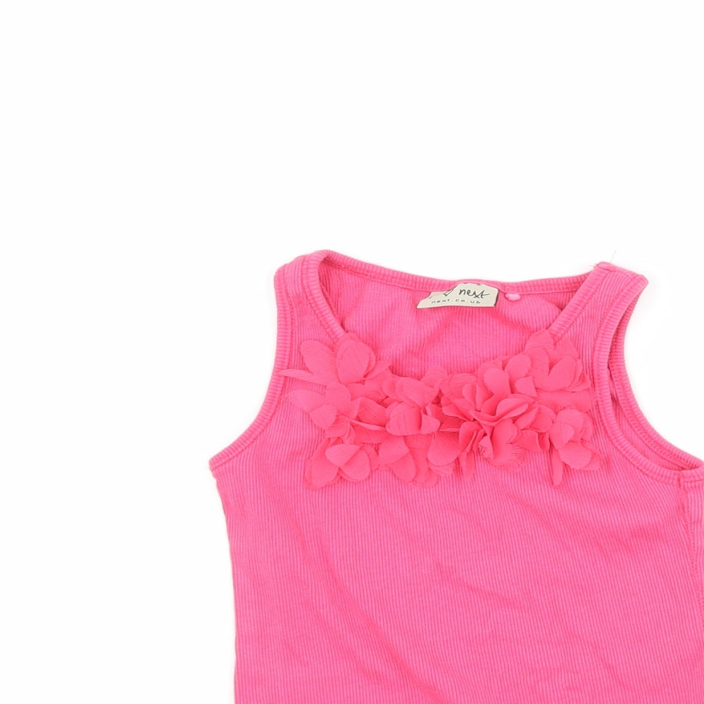 NEXT Girls Pink Floral  Basic Tank Size 6 Years