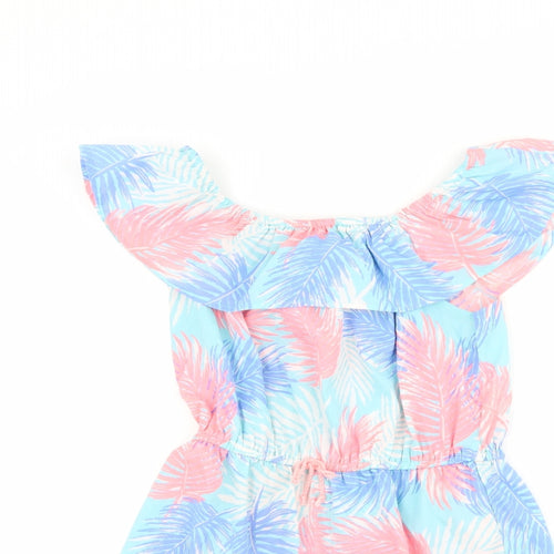 Primark Girls Blue Floral  Playsuit One-Piece Size 10-11 Years