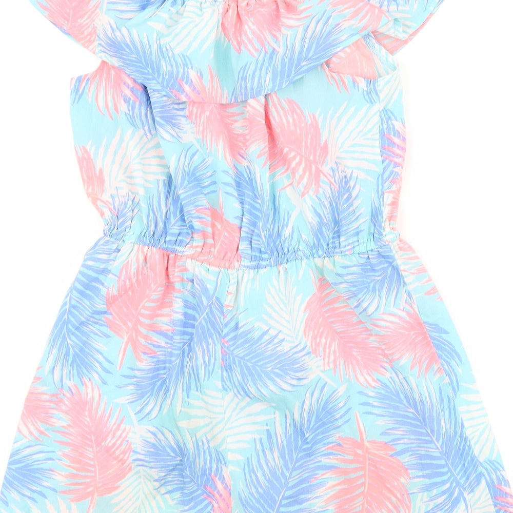 Primark Girls Blue Floral  Playsuit One-Piece Size 10-11 Years